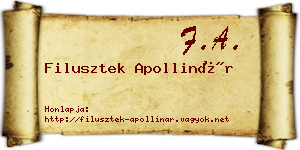Filusztek Apollinár névjegykártya